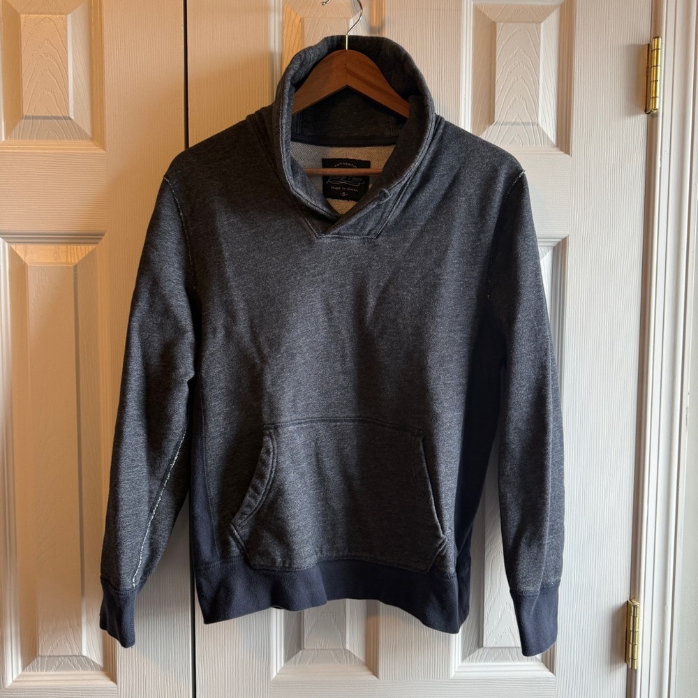 J.Crew Vintage Fleece Navy Gray 100% Cotton Pullover Sweatshirt Small